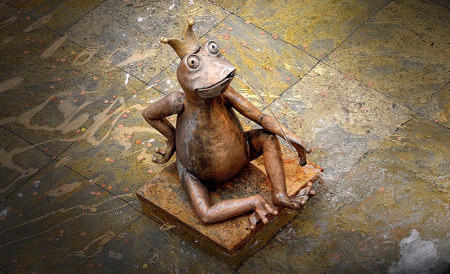 top view photography of brown frog ceramic figurine, gargoyle, HD wallpaper