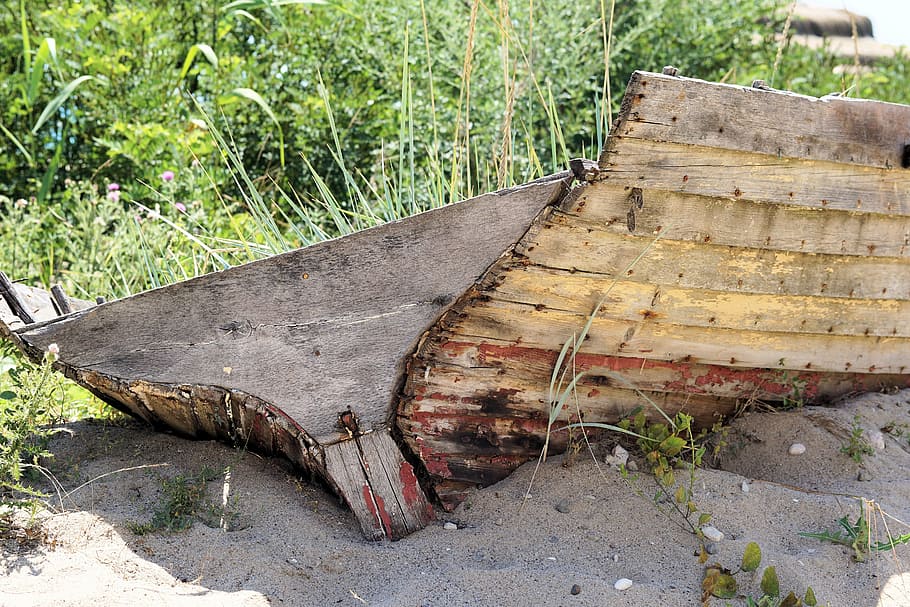boot, old, wood, morsch, broken, wreck, old boat, weathered HD wallpaper