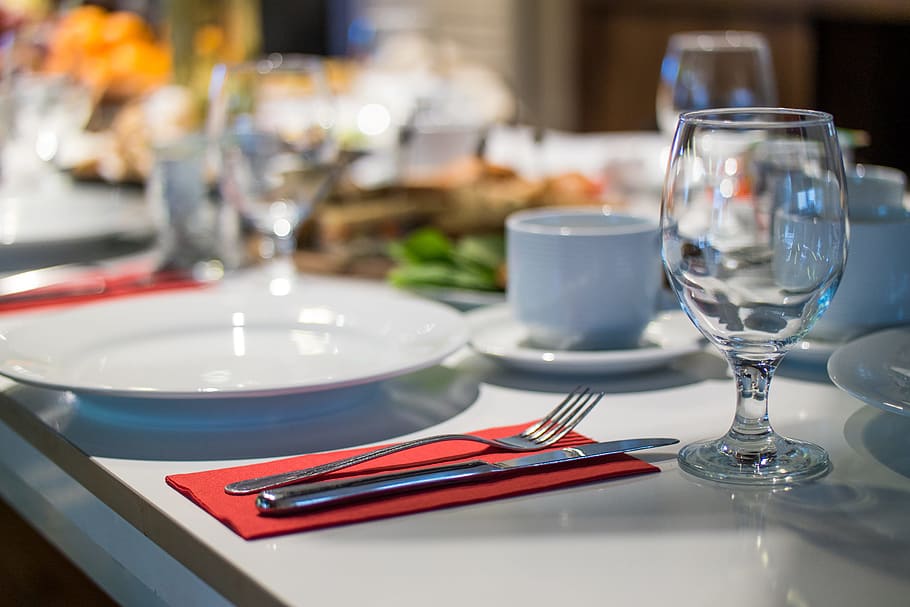 Close-up Photo of Formal Table Setting, blur, cutlery, dining