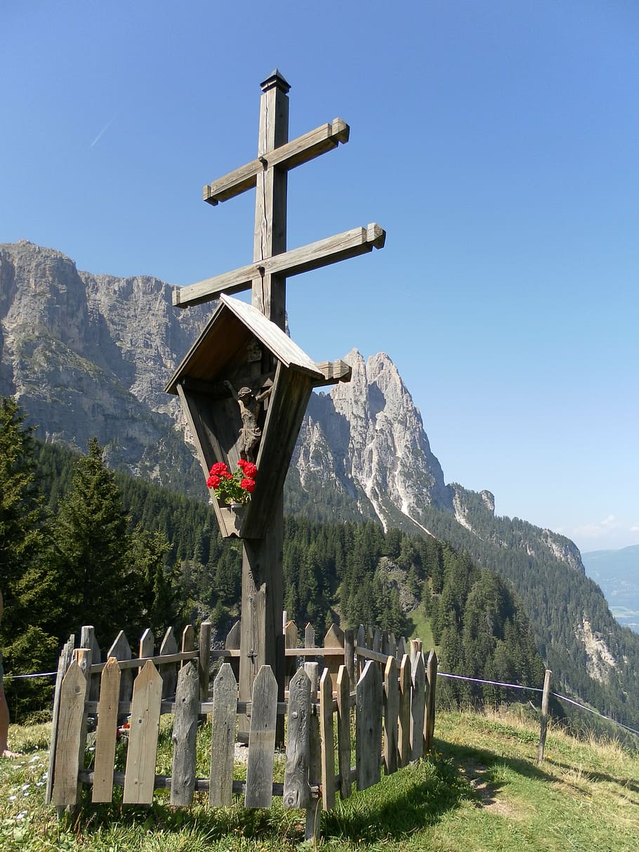 cross, mountain, nature, religion, belief, spirituality, sky HD wallpaper