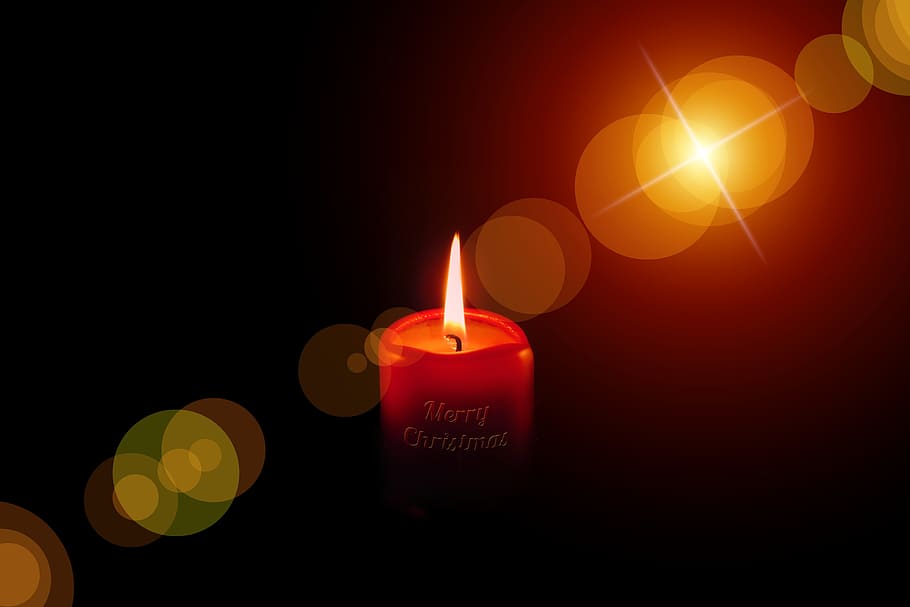 bokeh photography of red Merry Christmas pillar candle, advent, HD wallpaper