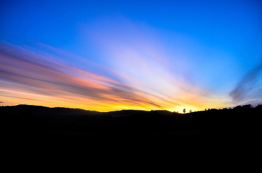 nature, landscape, sky, clouds, horizon, fiery, skies, colors HD wallpaper