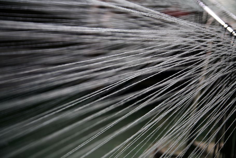 white yarn string, thread, weaving, proof, factory, fiber, blurred motion HD wallpaper