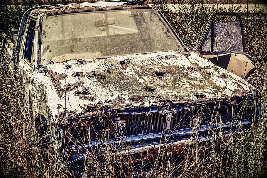 Old Car, Vehicle, Abandoned, rusty, broken, aged, rusted, damaged HD wallpaper
