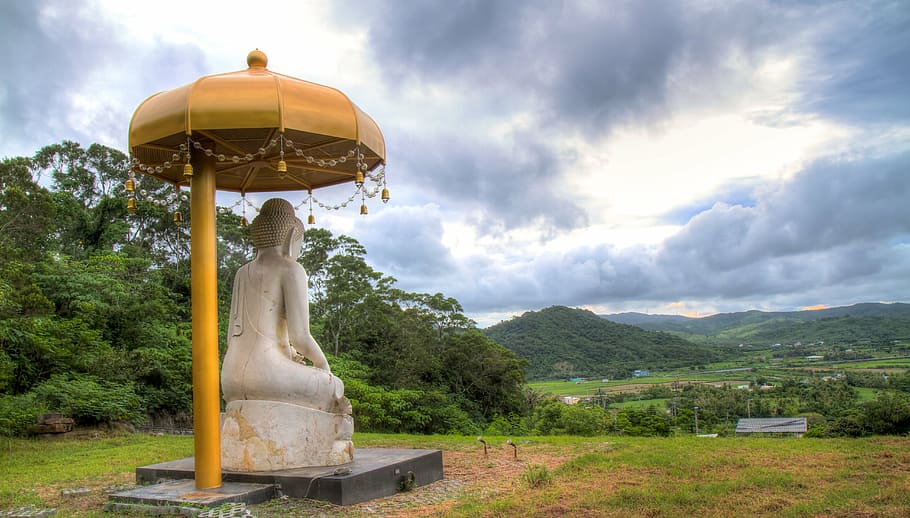buddhism, buddha statues, artistic conception, sky, cloud - sky HD wallpaper