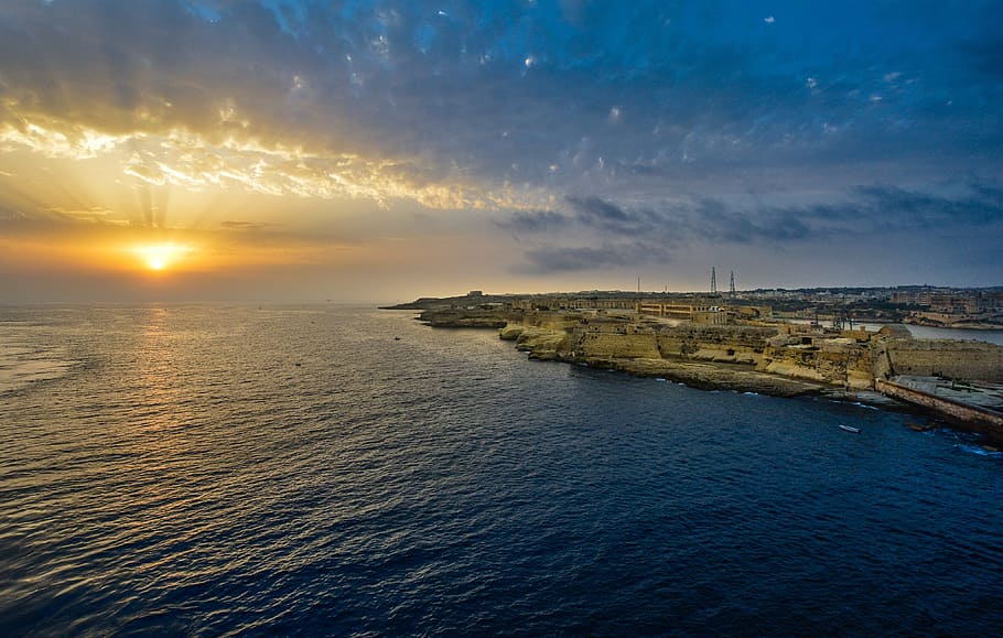 Sunrise, Sunset, Malta, Harbor, Bay, mediterranean, sea, island HD wallpaper