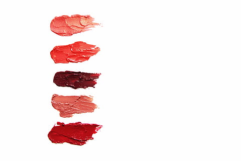 five liquid lipstick stains, cosmetics, lip gloss, red, pink HD wallpaper