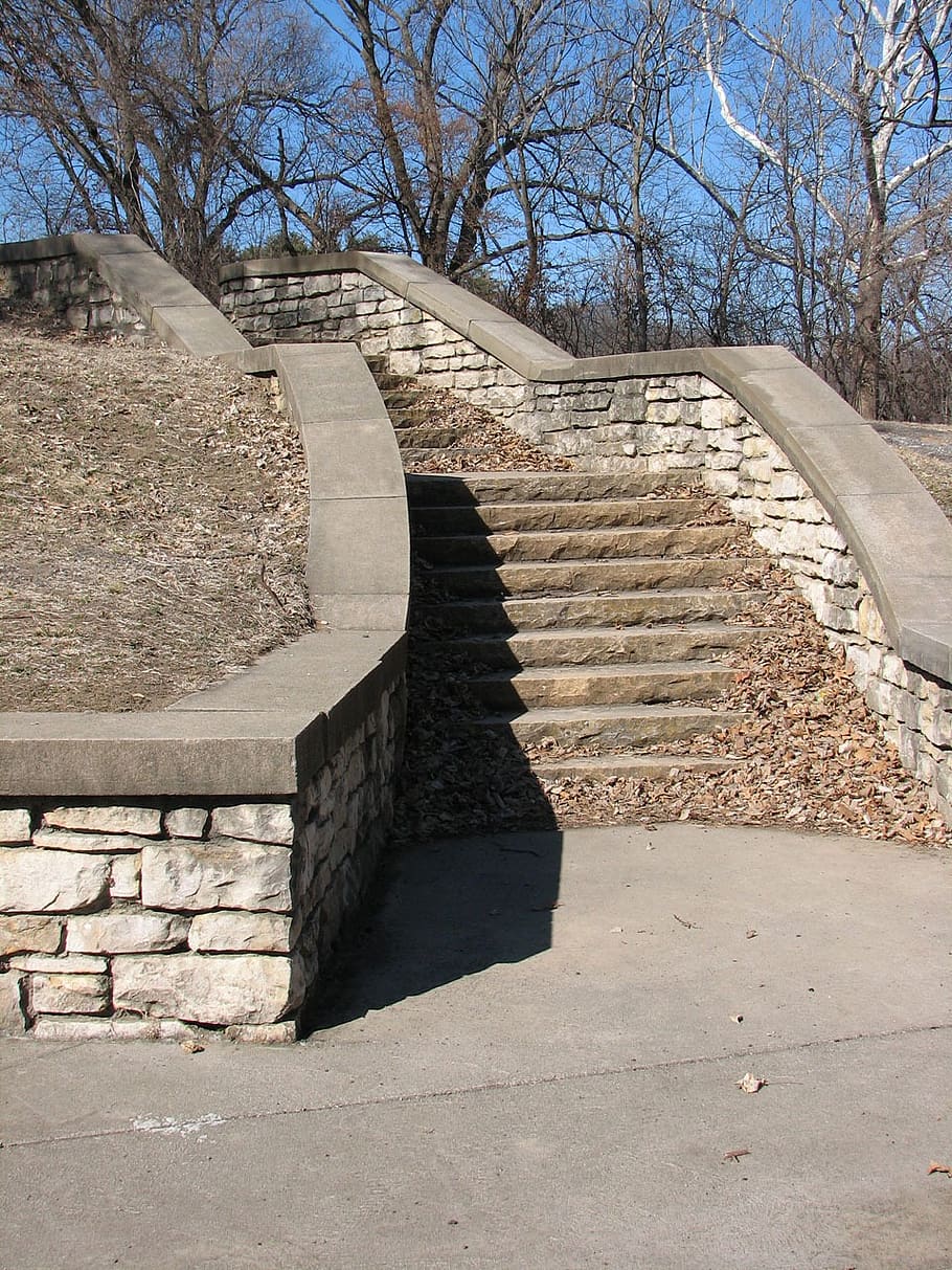 stairs, stone, brick, exercise, walk, path, journey, tree, sunlight HD wallpaper