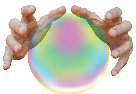 person's hands near iridescent ball, fortune telling, future HD wallpaper