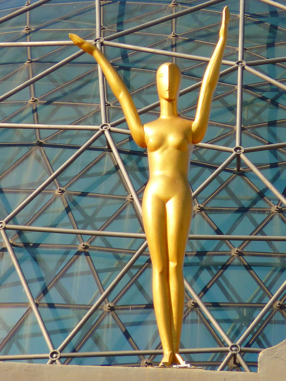 figure, golden, glass dome, museum, dalí, figueras, spain, HD wallpaper