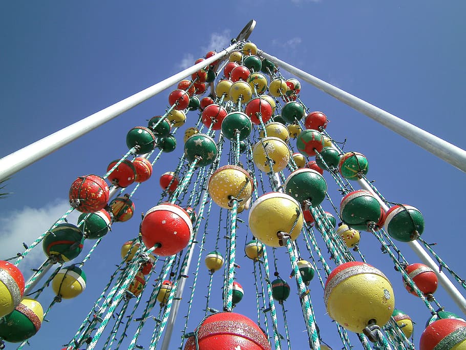 key west, christmas tree, floats, florida, celebrate, usa, tropical, HD wallpaper