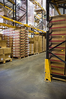 stacked LG Flatron boxes, warehouse, pallets, stock, racking HD wallpaper