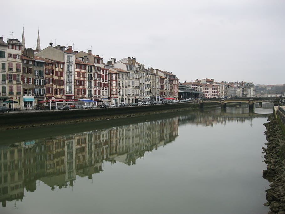 river, landscape, hendaye, bridge, architecture, built structure HD wallpaper