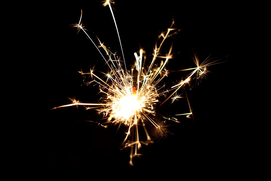 photo of yellow and black spark light, fireworks display, sparkler HD wallpaper