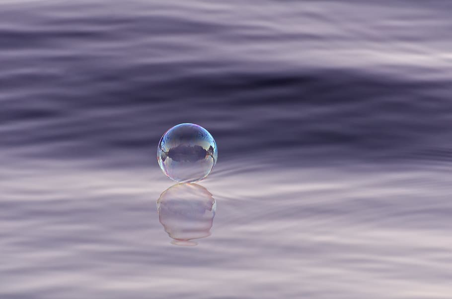 photo of bubble on water, nature, reflection, wet, h2o, floating HD wallpaper
