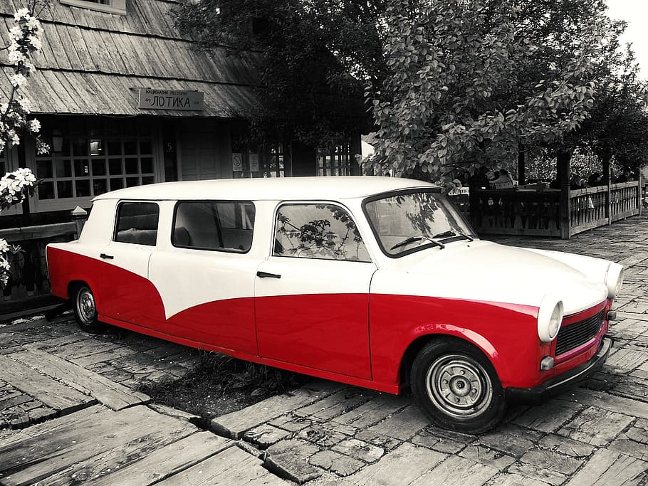 old, car, vintage, red, white, retro, automobile, vehicle, transport HD wallpaper