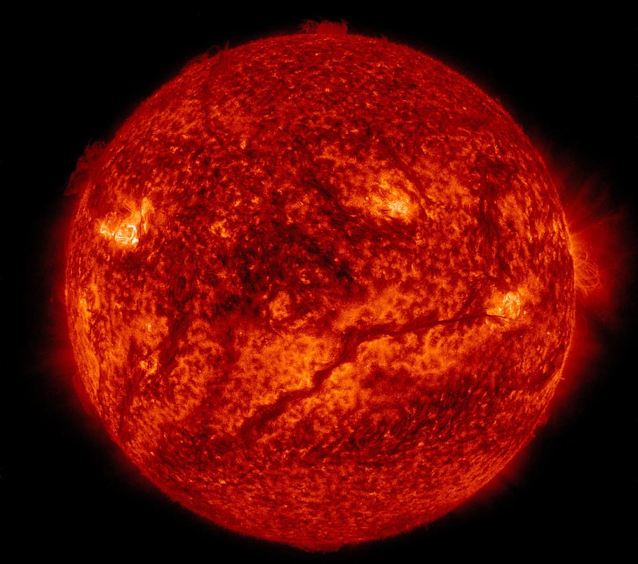 sun, eruption, filament, solar, energy, fireball, orange, sunlight, HD wallpaper