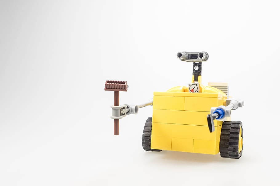 yellow robot figure, Lego, Wall-E, Cult, Computer, machine HD wallpaper