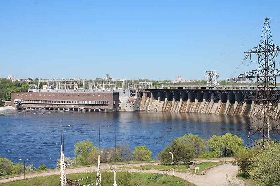 dam, the dnieper, hydroelectric, ukraine, zaporozhye, river