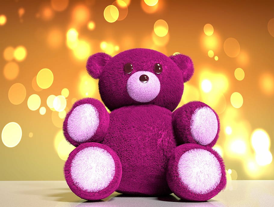 Hd Wallpaper Teddy Bear Pink Scary Cute Stuffed Animal 3d Blender Wallpaper Flare