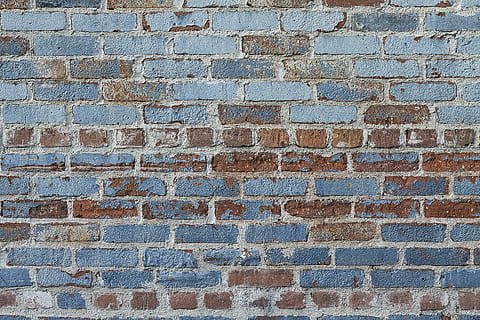 brown and blue cinder block wall, background, texture, brick HD wallpaper
