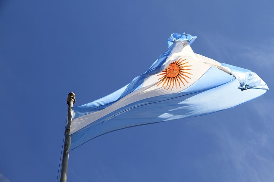blue and white striped with sun flag, sky, argentina, argentinian HD wallpaper