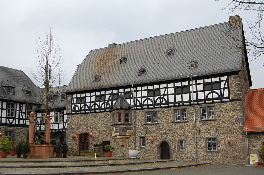 hof, courtyard, monastery, wall, masonry, restaurant, castle HD wallpaper