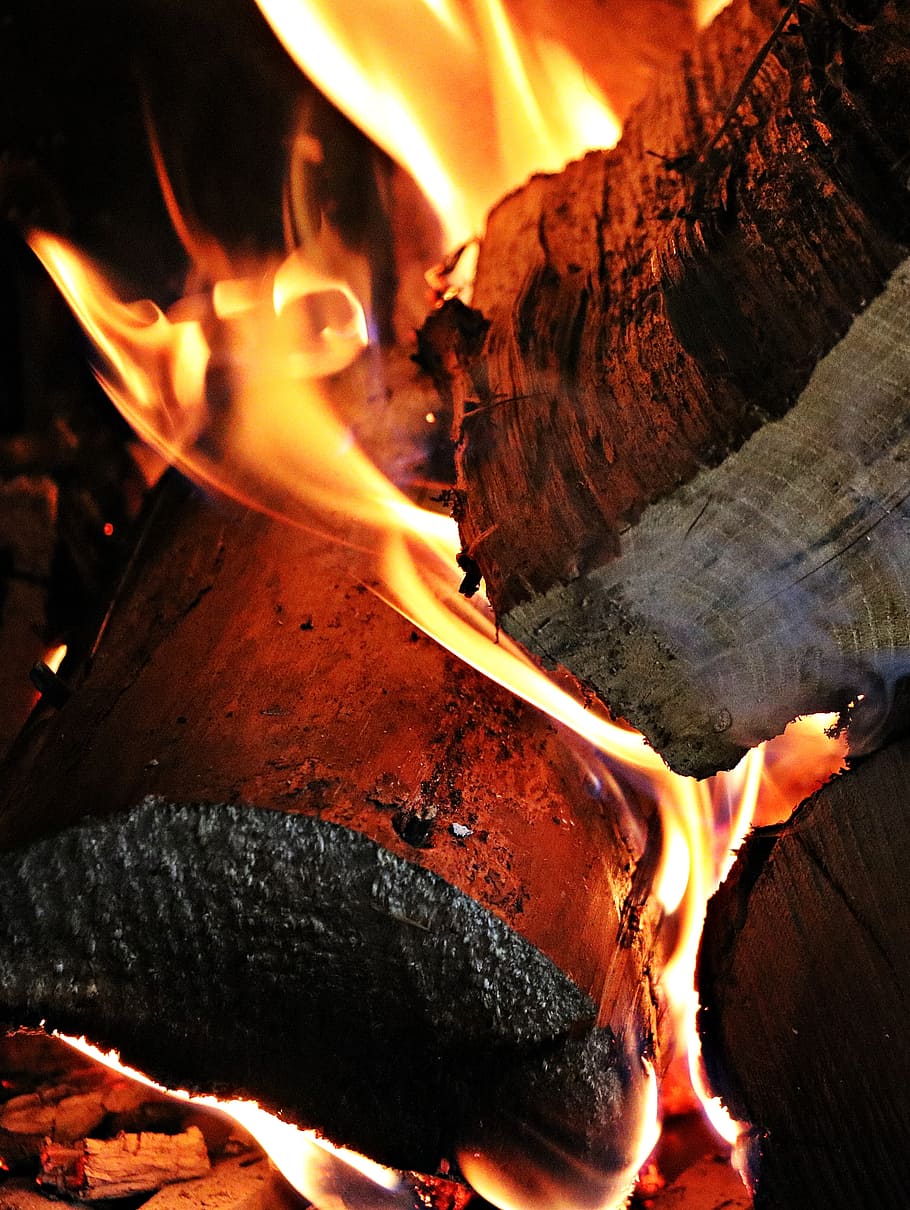 fire, wood, embers, flame, campfire, adventure, fireplace, planer HD wallpaper