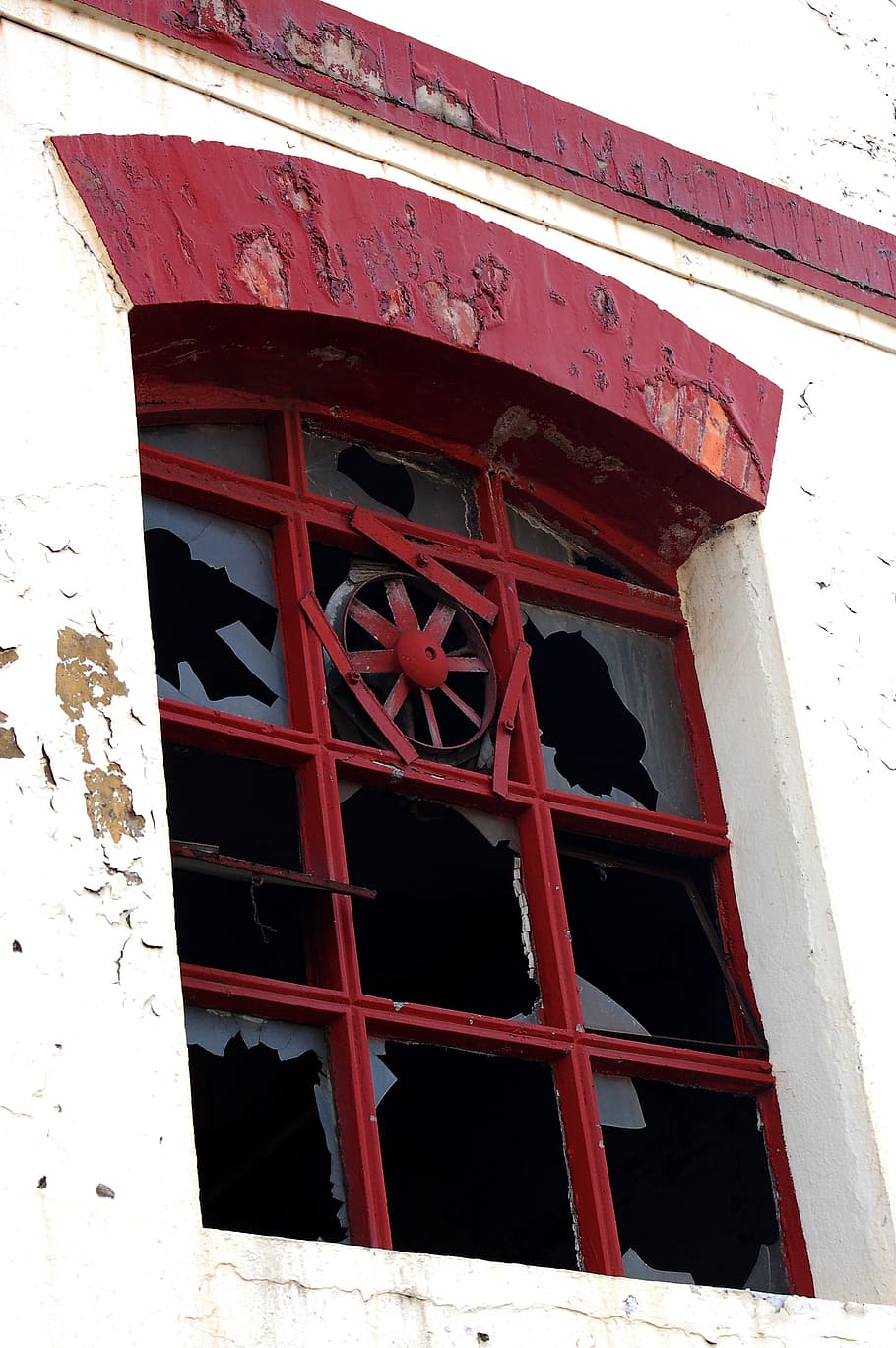 window, wall, old, broken, red, built structure, architecture HD wallpaper