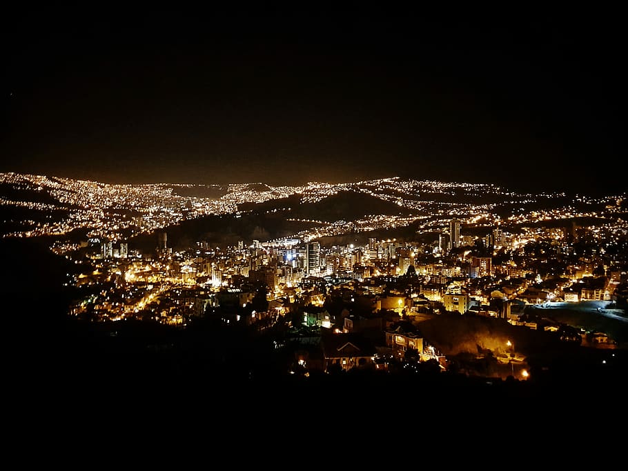 La paz, lights of city during nighttime in panoramic view photography