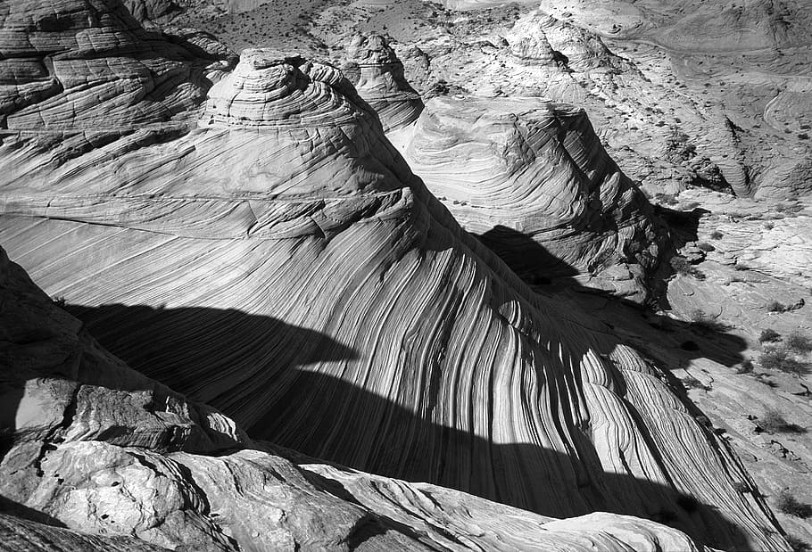 Grayscale of Grand Canyon, black-and-white, daytime, desert, exploration, HD wallpaper