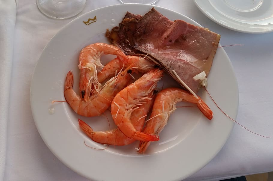 tapas, shrimp, roast beef, eat, andalusia, spain, food, frisch HD wallpaper