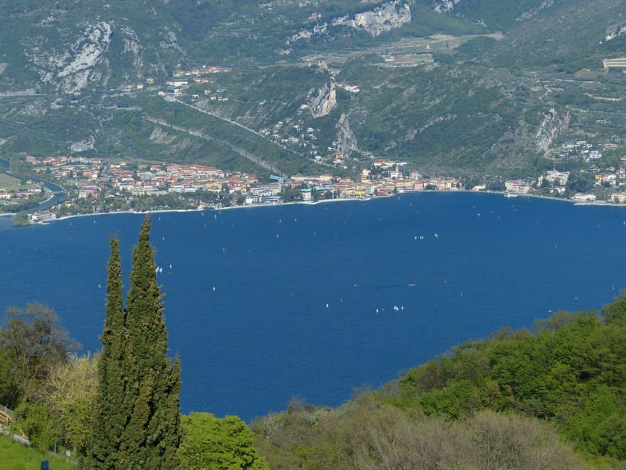 torbole, garda, sarca, lake, river, windsurfer, water, blue HD wallpaper