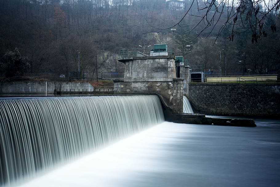 timelapsed of waterfalls, weir, long exposure, river, stone HD wallpaper