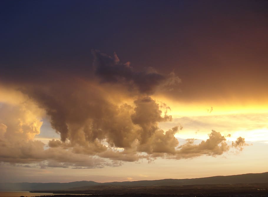 Twilight, Clouds, Sunset, Lausanne, sky, switzerland, stormy HD wallpaper
