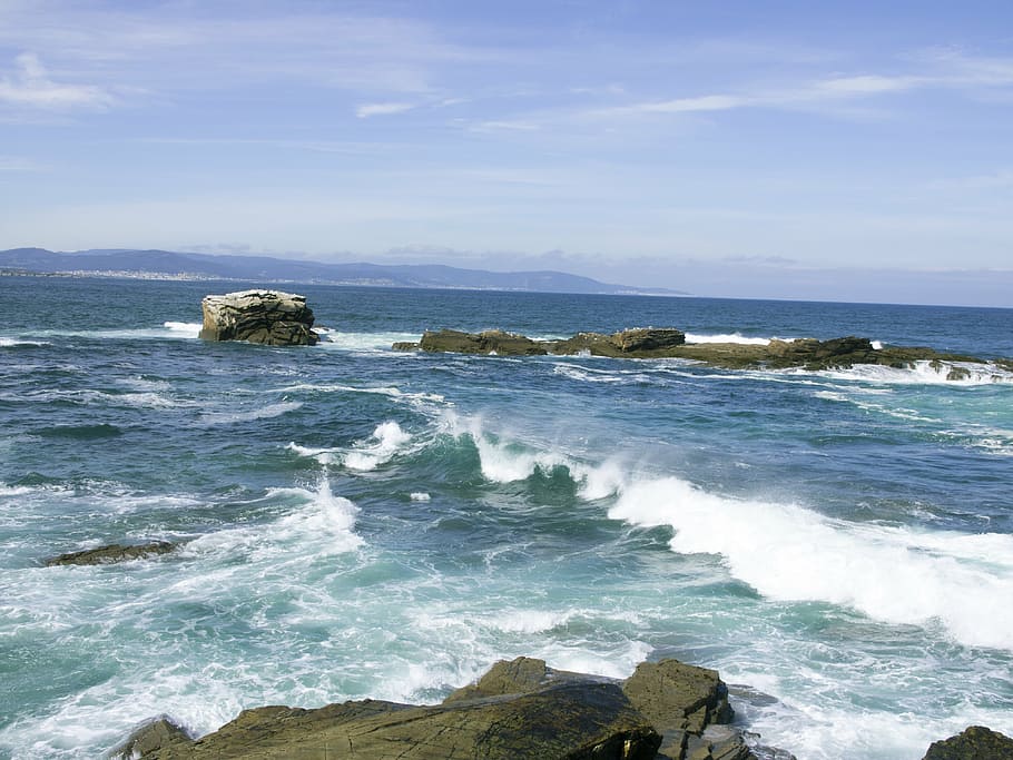 rocks, sea, landscape, water, beauty in nature, scenics - nature HD wallpaper