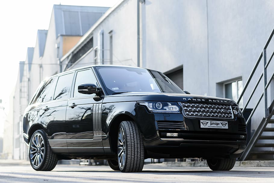 black Range Rover Land Rover, car, truck, vehicle, 4, 4x4, off-road