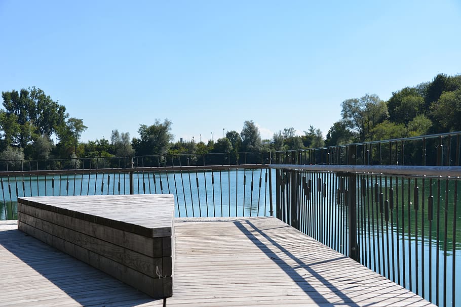 web, lake, nature, bridge, river, water, sky, boardwalk, jetty HD wallpaper
