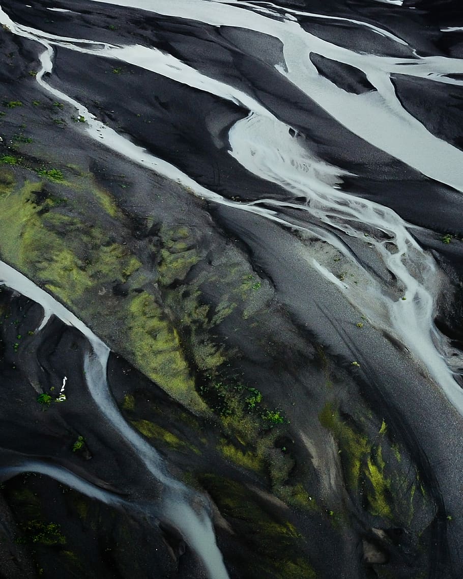 Glacial Rivers from Above, abstract painting, macro, ocean, stream HD wallpaper