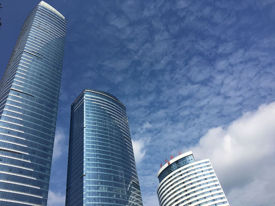 building, blue sky, white cloud, background, building exterior HD wallpaper