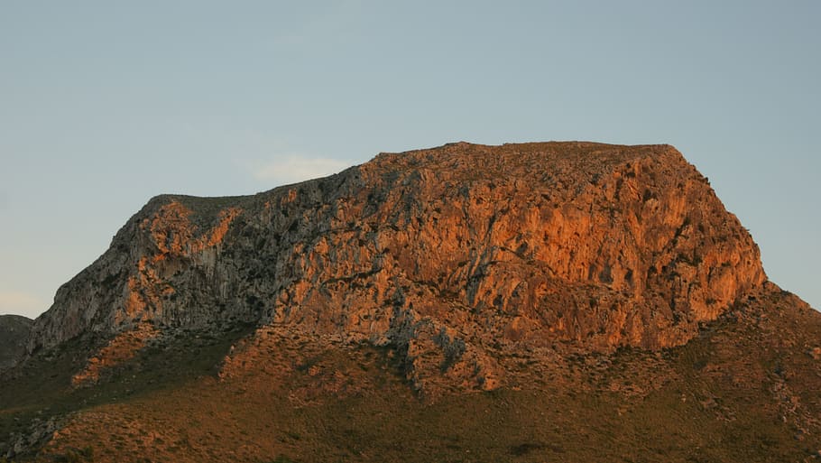 mountain, evening light, red, mallorca, rock, sky, rock - object HD wallpaper