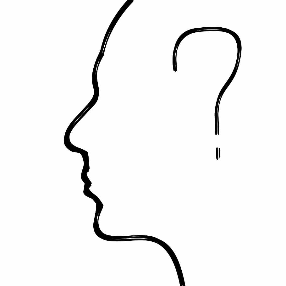 sketch of person's face, head, brain, thoughts, human body, psychology