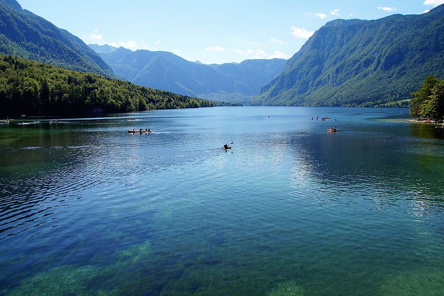 bohinj, bohinj lake, slovenia, julian alps, clear water, panorama, HD wallpaper