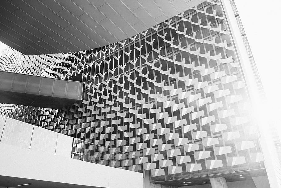 architecture, modern, building, facade, construction, 3d, pattern HD wallpaper