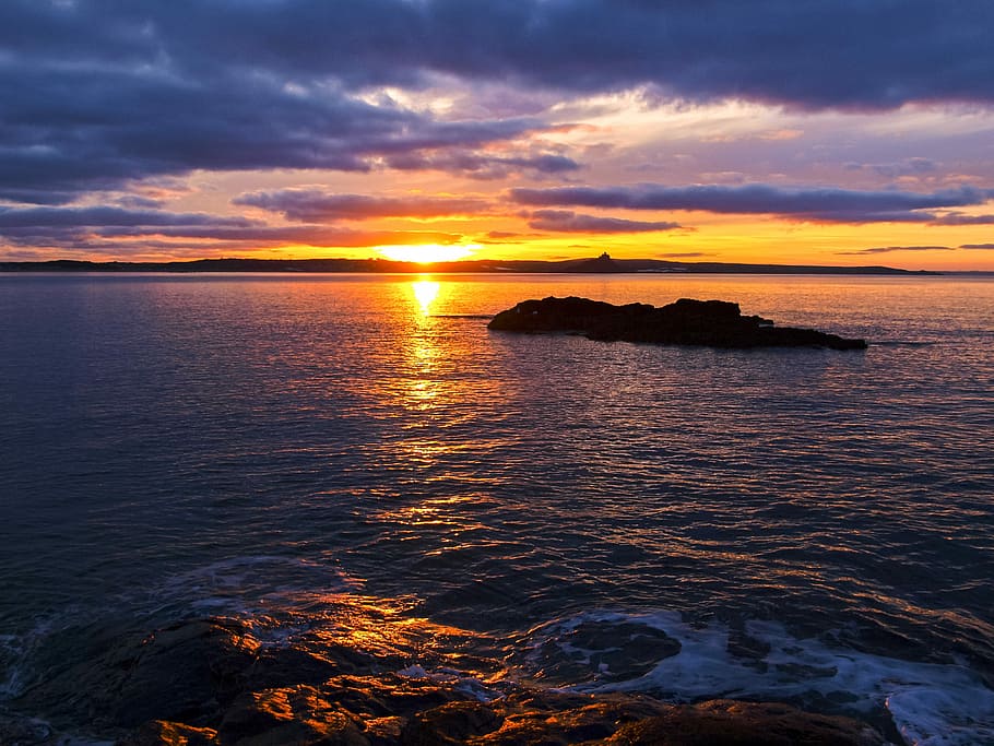 Cornwall, Landscape, Coast, Sunrise, rock, sunset, sea, scenics HD wallpaper