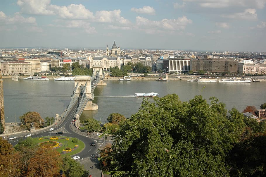 chain bridge, budapest, hungary, danube, river, cityscape, famous Place HD wallpaper