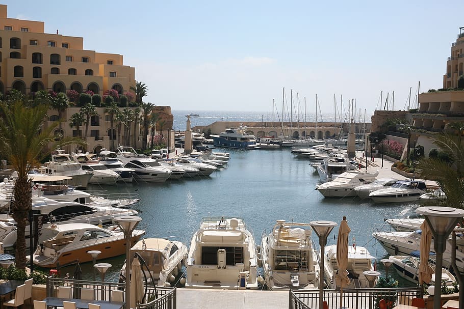 Marina, Mediterranean, Port, Sea, Ship, vacation, touristic, HD wallpaper