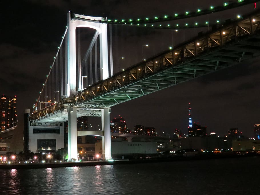 Rainbow-Bridge, Night, architecture, architecture design, structure HD wallpaper