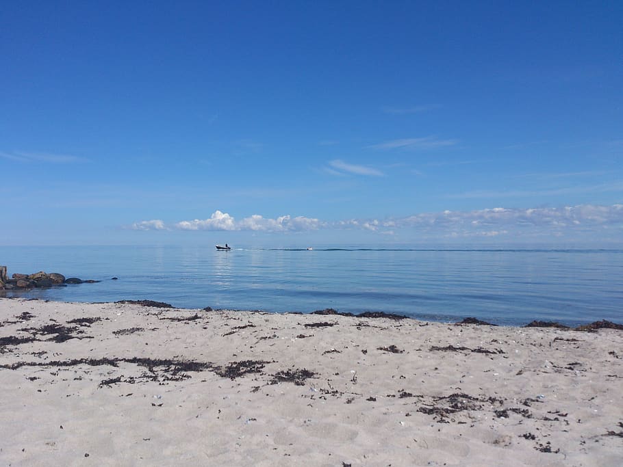 beach, sea, water, sand, sky, ship, blue, nature, summer, silence HD wallpaper