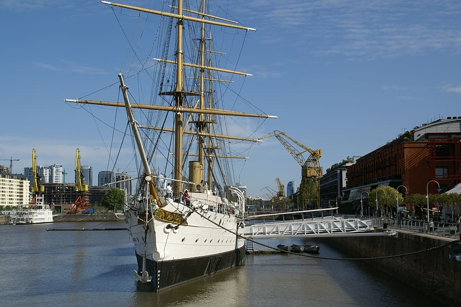 fragata, museum, ship, sky, nautical, sailing, wooden, sea HD wallpaper